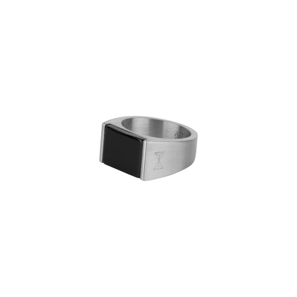 Ring Signet Rocks Onyx - Inox