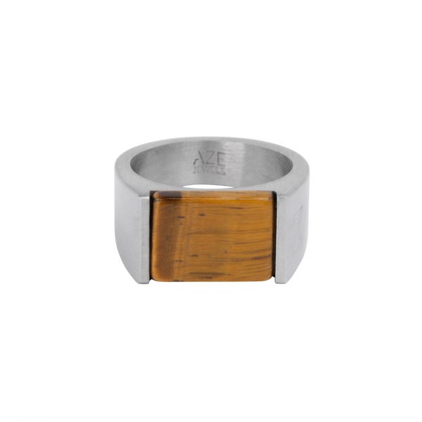 Ring Signet Rocks Tiger - Inox